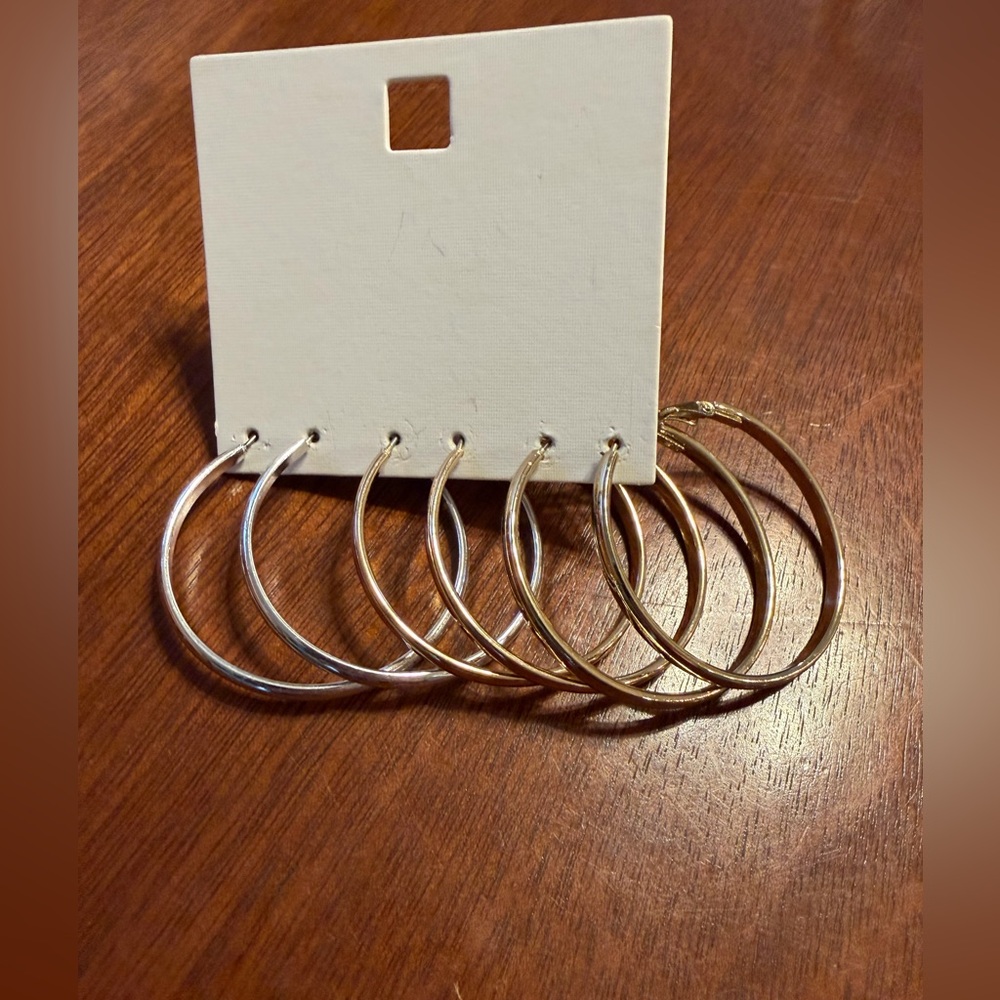 Fashion Jewelry Mixed Gold and Silver Hoop Earring Set